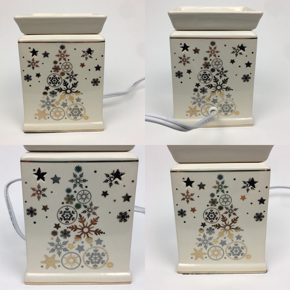 Square‎ Tabletop Plugin Candle Warmer Christmas Tree Stars Gold Silver Metallic - Picture 8 of 8